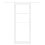 Sliding Door ORKDAL White 93 x 232 cm Solid Pine Wood and Glass 3331928