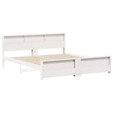 Bed Frame with Shelf White 180 x 200 cm Solid Pine Wood 3394217