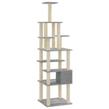 Cat Tree with Sisal Scratching Posts Light Grey 183 cm 171483