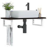 Basin Shelf Wall Mounted Steel and Solid Wood Oak 3302584