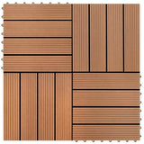 22 pcs Decking Tiles 30x30 cm 2 sqm WPC Dark Brown 277796