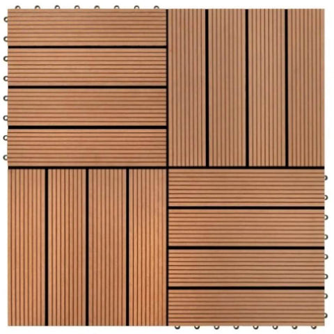 22 pcs Decking Tiles 30x30 cm 2 sqm WPC Dark Brown 277796