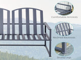 Steel Patio Garden Bench Loveseats for Outdoors Park Yard Slatted Design Grey T3398P322176