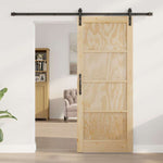 Sliding Door Manual Natural and black 83 x 202 cm 3333308