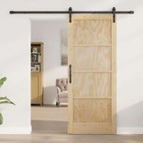 Sliding Door Manual Natural and black 83 x 202 cm 3333308