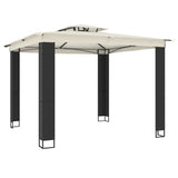 Gazebo with Double Roof Cream 2.94x2.94 m Steel 368444