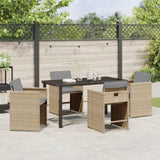 Garden Dining Set 5 pcs Beige Poly Rattan 3380710