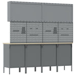 ZNTS 10 Piece Work Cabinet and Pegboard Set - Black MDF and Metal 3321482