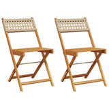 Bistro Chair Set of 2 Beige Solid acacia wood, poly rattan 367677
