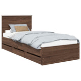 Bed Frame with Drawer Brown Oak 90 x 190 cm Engineer Wood 3410755