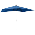 ZNTS Garden Parasol with LEDs and Steel Pole Azure Blue 2x3 m 313793