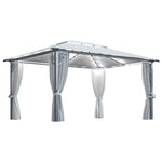 ZNTS Gazebo with Curtain&LED String Lights 4x3 m Cream Aluminium 3070335