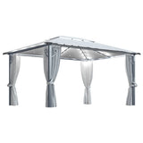 ZNTS Gazebo with Curtain&LED String Lights 4x3 m Cream Aluminium 3070335