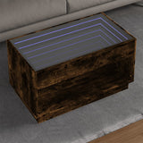 Coffee Table with Infinity LED Smoked Oak 90x50x50 cm 847669
