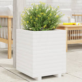 ZNTS Garden Planter White 40x40x49.5 cm Solid Wood Pine 3282510