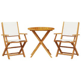 Bistro Set Cream White Solid acacia wood Compact Foldable 3281856