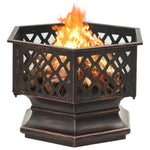 ZNTS Rustic Fire Pit with Poker 62x54x56 cm XXL Steel 311887