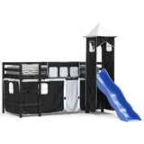 Kids' Loft Bed with Tower without Mattress White&Black 80x200cm 3207069