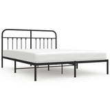 Bed Frame Black Steel Double Durable Bed Frame Rectangular 352583