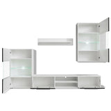 4 pcs Black High Gloss Wall Display Cabinet TV Unit with LED Lighting 242573