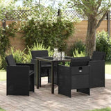 Garden Dining Set 5 pcs Black Poly Rattan 3380593