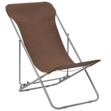 Folding Beach Chairs 2 pcs Steel and Oxford Fabric Brown 44362