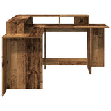Desk with LED Lights Old Wood 152x152x91 cm Engineered Wood 3309463