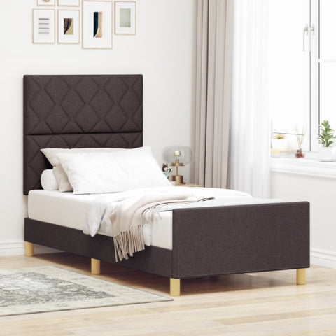 ZNTS Bed Frame in Dark Brown 100x200 cm Fabric 3344784