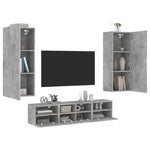 5 Piece TV Wall Units Concrete Grey Engineered Wood 3216542
