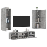 5 Piece TV Wall Units Concrete Grey Engineered Wood 3216542