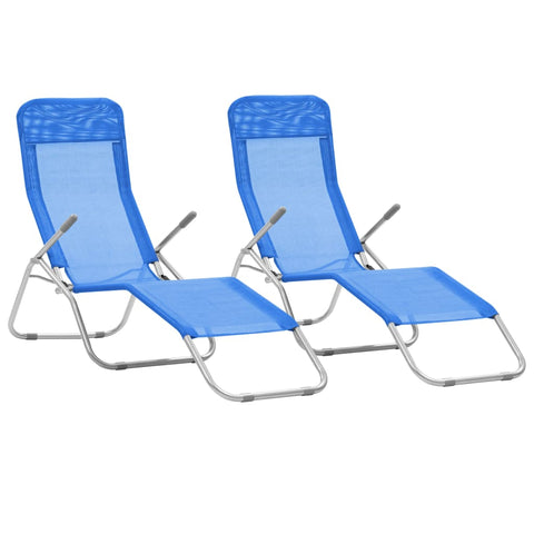 ZNTS Folding Sun Loungers 2 pcs Textilene Blue 44337