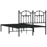 Metal Bed Frame without Mattress with Headboard Black 120x190cm 353436