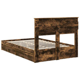 Storage Bed with Drawer Smoked Oak 120 x 190 cm Engineered Wood 3409926
