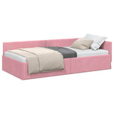Corner Bed Frame with Headboard Pink 80 cm x 200 cm Velvet 42016064