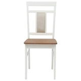 Dining Chair 2 pcs White and Natural Solid Rubber Wood 42020506