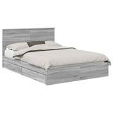Storage Bed Grey Sonoma 135 x 190 cm Engineered Wood 3410810