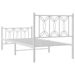 Metal Bed Frame without Mattress with Footboard White 80x200cm 376186