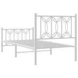 Metal Bed Frame without Mattress with Footboard White 80x200cm 376186