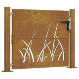 Garden Gate 100x75 cm Corten Steel Grass Design 153172