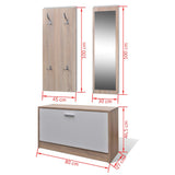 Oak and White 3-in-1 Wooden Shoe Cabinet Set 241246