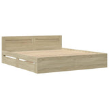 Bed Frame with Headboard without Mattress Sonoma Oak 200x200 cm 3295536