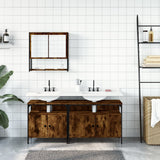 3 Piece Bathroom Furniture Set Smoked Oak Engineered Wood 3214667