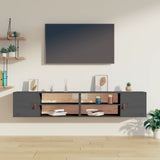 Wall Cabinets 2 pcs Grey 80x30x30 cm Solid Wood Pine 818390