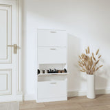 Shoe Cabinet White 59x17x150 cm Engineered Wood 342518