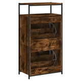 Shoe Cabinet Smoked Oak 60x34x112 Engineered Wood 840031