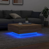 ZNTS Coffee Table with LED Lights Sonoma Oak 80x80x31 cm 836590