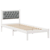 Bed Frame with Headboard Light Grey 75 x 190 cm Solid Pine Wood 878233