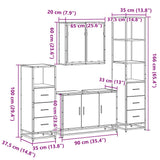 ZNTS 4 Piece Bathroom Furniture Set Black Engineered Wood 3301250