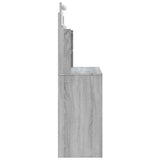 Dressing Table with LED Lights Grey Sonoma 96x40x142 cm 837898