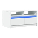 Coffee Table with LED Lights White Engineered Wood 851991